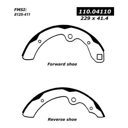 Centric Centric Premium Brake Shoes, Centric Parts 111.04110 111.0411